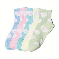 10 Pairs Heart Print Socks Comfy & Breathable Women's Stockings