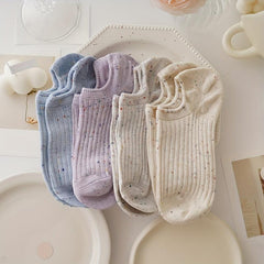 7 Pairs Colorful Polka Dot Ankle Socks Soft Lightweight Women's Stockings