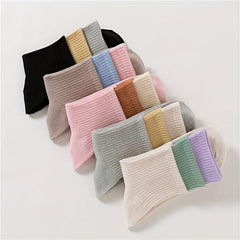 5 Pairs Colorblock Crew Socks Women's Stockings