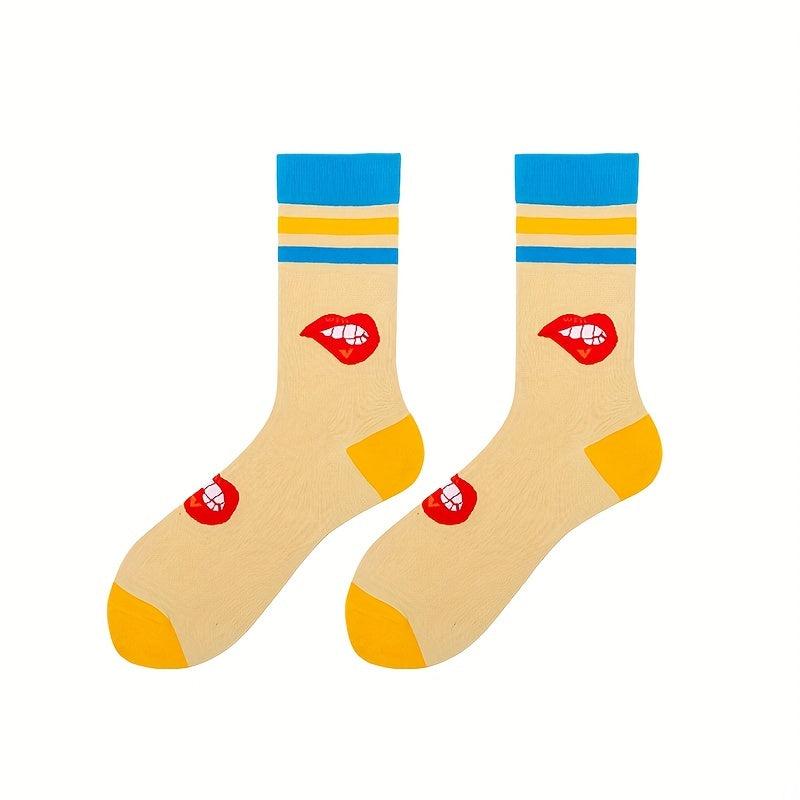 Cartoon Print Socks Women's Mid Tube Stockings
