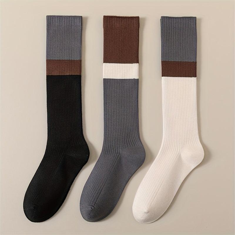 Colorblock Calf Socks College Style Knee High Socks Women's Stockings