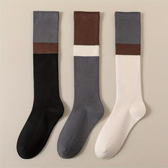 Colorblock Calf Socks College Style Knee High Socks Women's Stockings