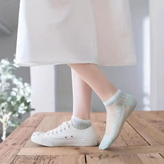 5 Pairs Contrast Mesh Socks Sheer Ankle Socks Women's Stockings