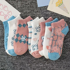 Cartoon Bunny Print Ankle Socks Women's Stockings