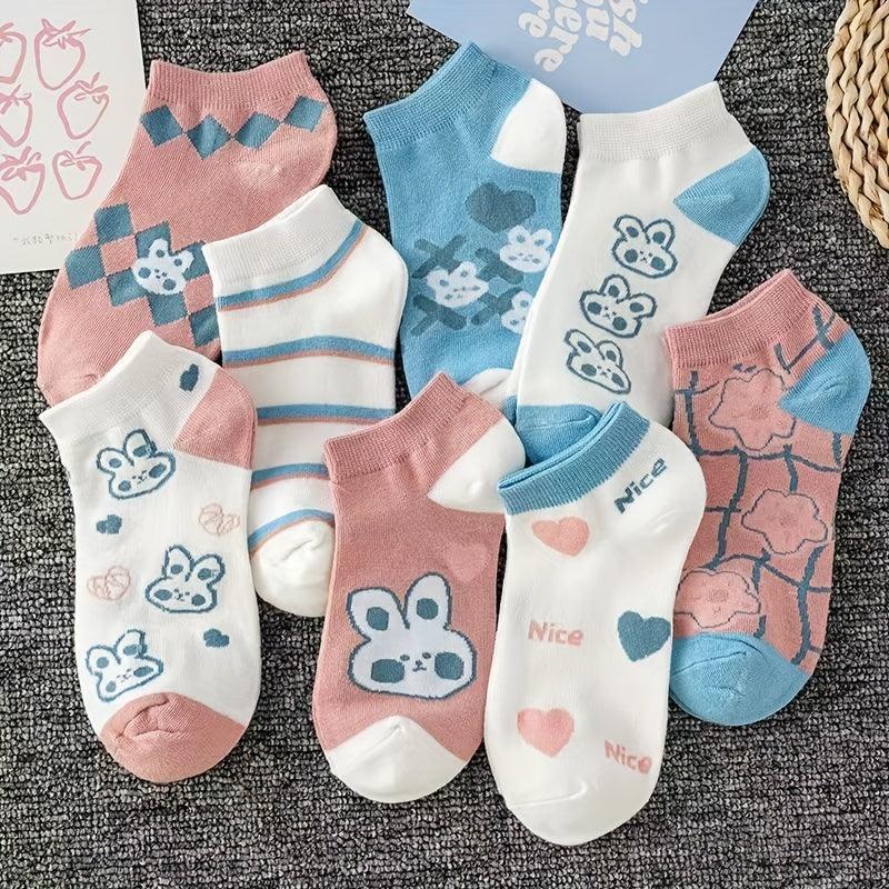 Cartoon Bunny Print Ankle Socks Women's Stockings