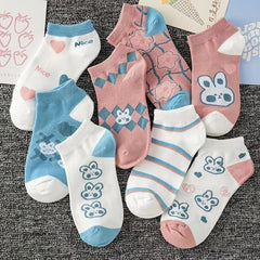 Cartoon Bunny Print Ankle Socks Women's Stockings