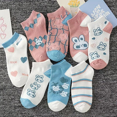 Cartoon Bunny Print Ankle Socks Women's Stockings