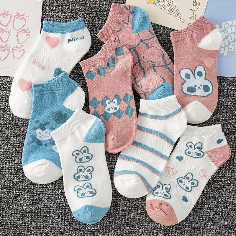 Cartoon Bunny Print Ankle Socks Women's Stockings