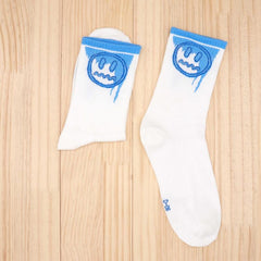 Crying Face Print Crew Socks Women's Stockings