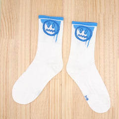Crying Face Print Crew Socks Women's Stockings