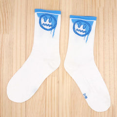 Crying Face Print Crew Socks Women's Stockings