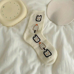 Cartoon Graffiti Print Socks Comfy & Mid Tube Women's Stockings