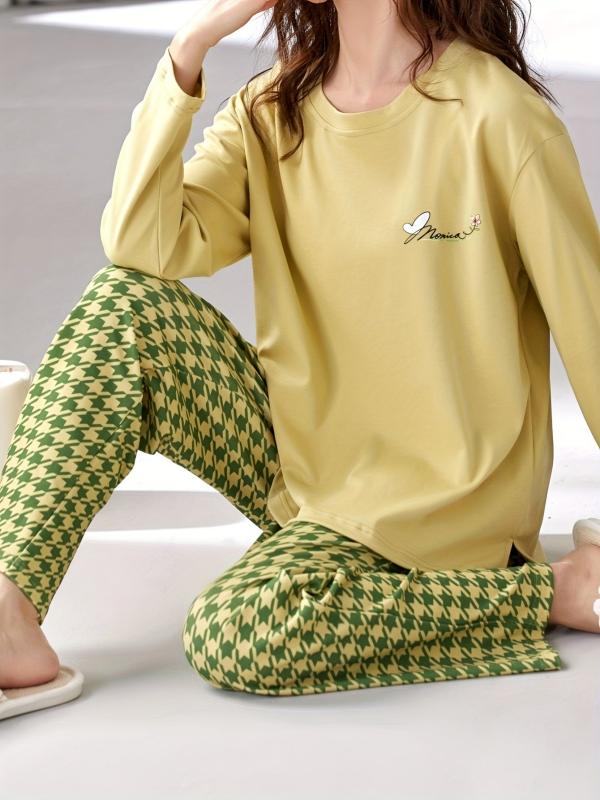 Graphic Print Pajama Set Long Sleeve Top & Pants