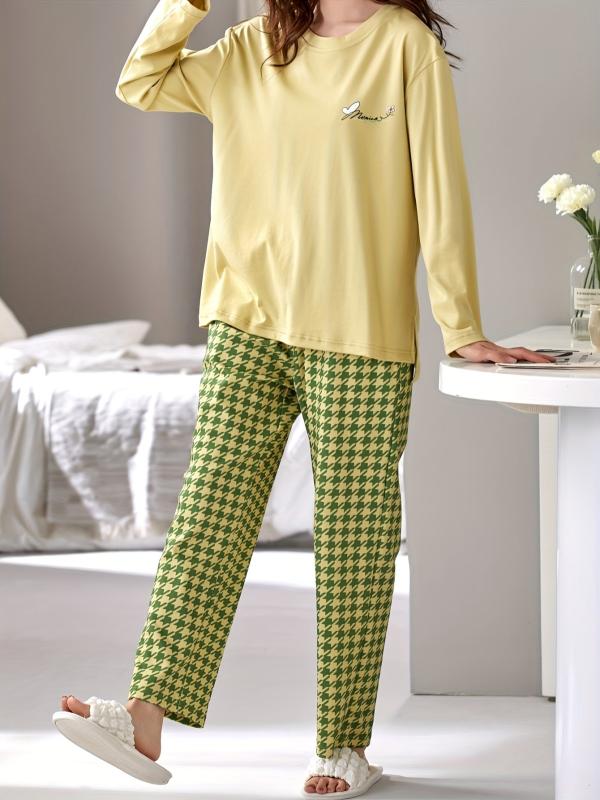 Graphic Print Pajama Set Long Sleeve Top & Pants
