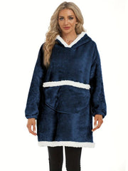 Plush Hooded Lounge Robe Warm & Comfy Long Sleeve Lounge Robe