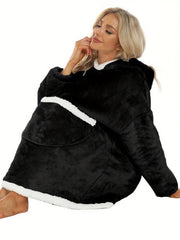 Plush Hooded Lounge Robe Warm & Comfy Long Sleeve Lounge Robe