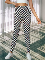 Colorblock Plaid Lounge Pants Soft Elastic Waistband Womens Loungewear