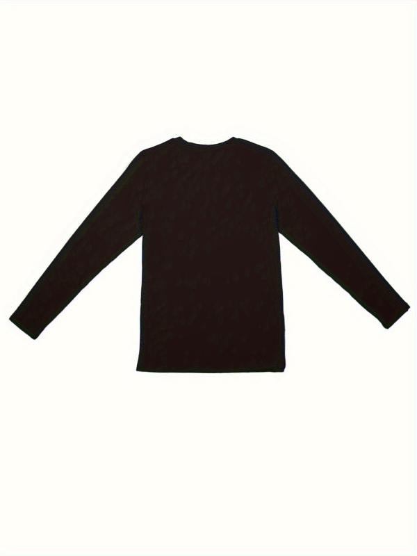 Christmas Hat Print Lounge Top Long Sleeve Crew Neck Women's Pajama