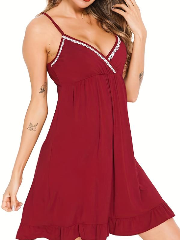 Sexy Backless Ruffle Lounge Dress Women's Loungewear