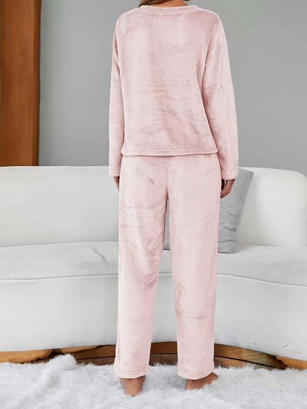 Eyelash Print Fuzzy Lounge Set Women's Loungewear