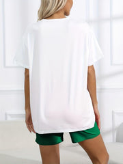 Letter Print Lounge Set Crew Neck Tee Top & Shorts Women's Loungewear