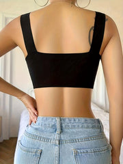 Solid Sports Bra Comfy & Breathable Full Coverage Bra