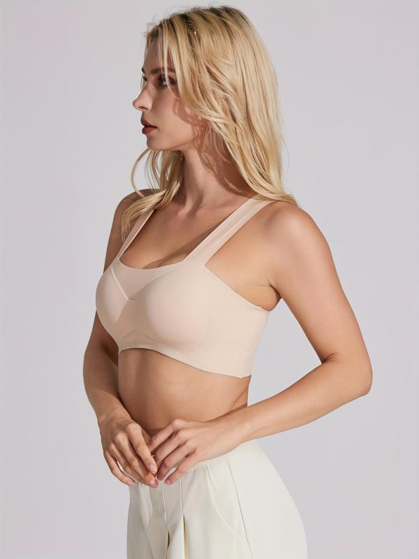 Solid Sports Bra Comfy & Breathable Full Coverage Bra