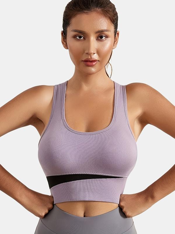 Colorblock Sports Bra High Impact Shockproof Racerback