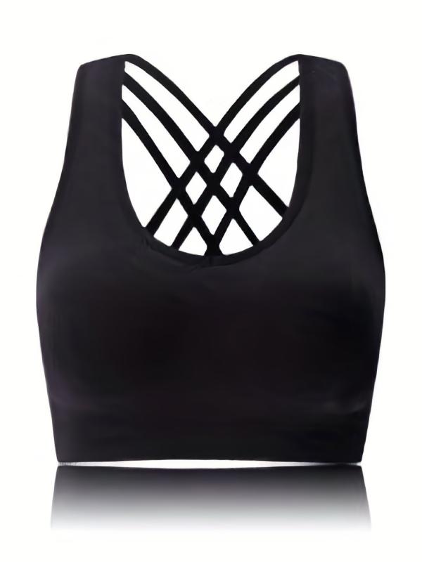 Criss Cross Back Sports Bra Push Up Shockproof Bra