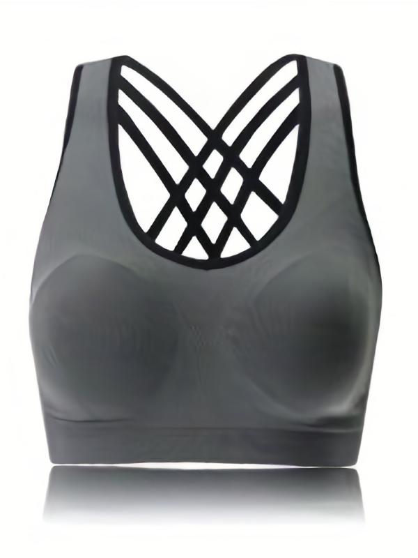 Criss Cross Back Sports Bra Push Up Shockproof Bra