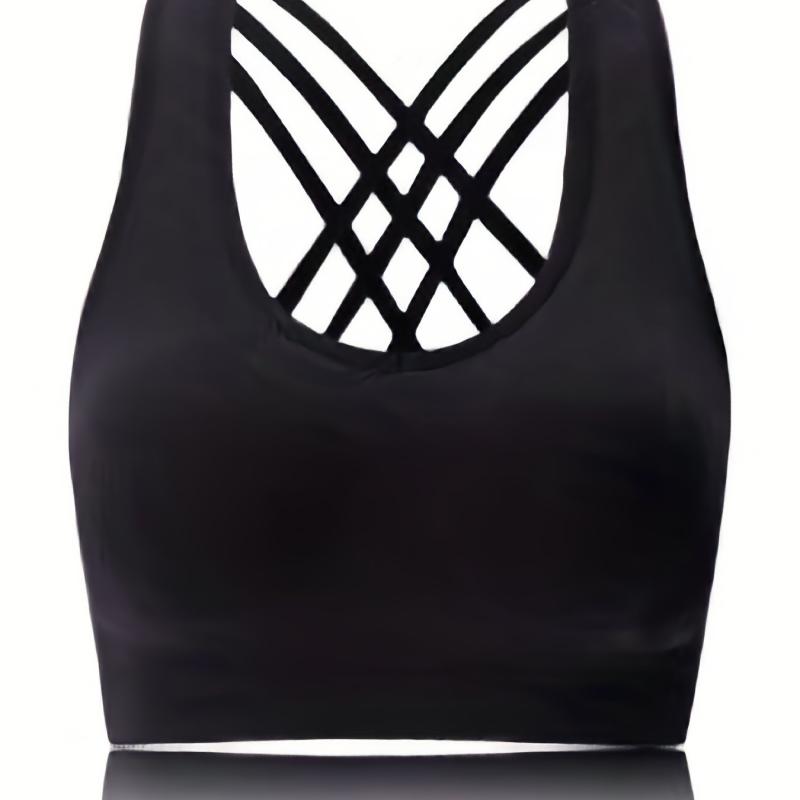 Criss Cross Back Sports Bra Push Up Shockproof Bra