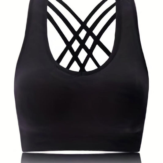 Criss Cross Back Sports Bra Push Up Shockproof Bra