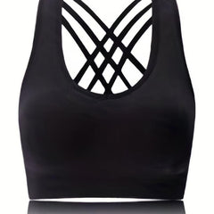 Criss Cross Back Sports Bra Push Up Shockproof Bra