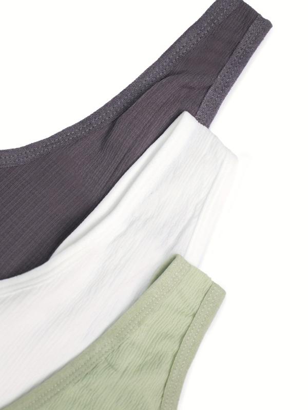 3pcs Solid Tank Tops Cozy V Neck All match Top Women's Lingerie & Underwear