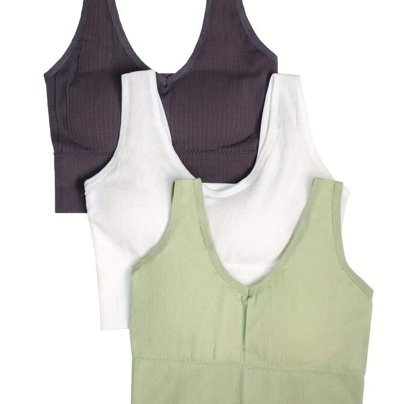 3pcs Solid Tank Tops Cozy V Neck All match Top Women's Lingerie & Underwear