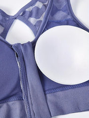 Argyle Zipper Sports Bra Comfy & Breathable Running Workout Tank Bra