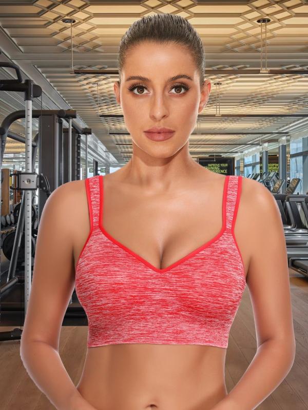 Ribbed Knit Sports Tank Top Bra for Women