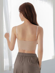 Comfortable Scallop Trim No Show Bra Crop Tank Top