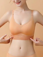Seamless U Neck Lace Trim Push Up Bra