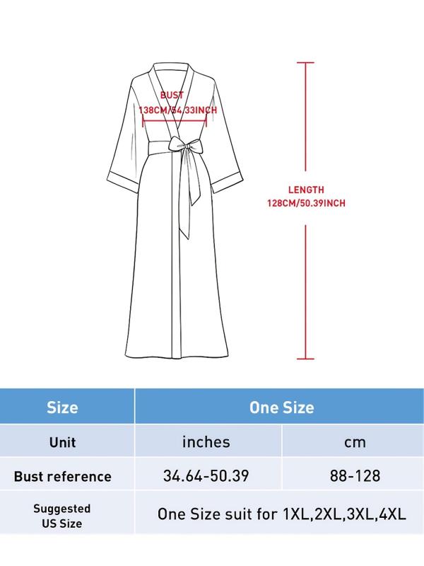 Floral Print Belted V Neck Oriental Dressing Gown