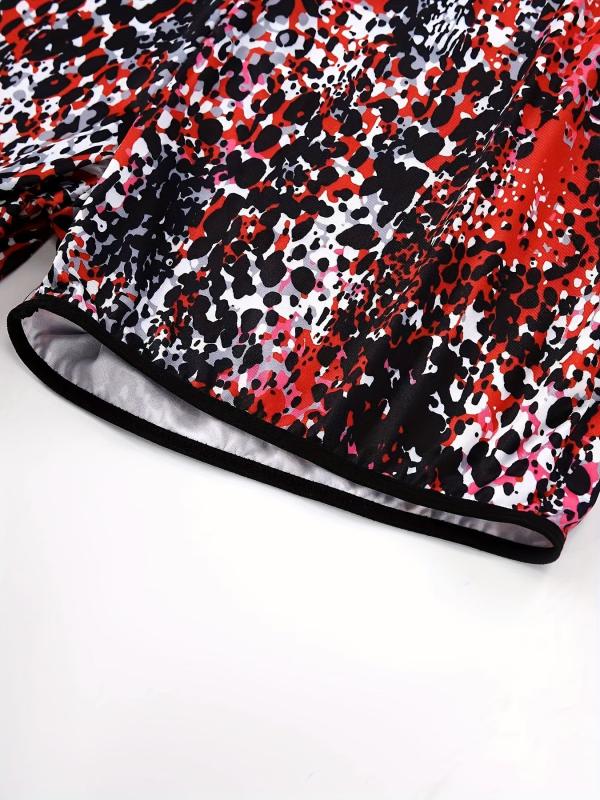 Women's Plus Splash Print Racer Back Bra & Shorts Set