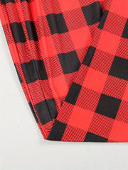 Snowman Print Long Sleeve Top & Plaid Pants Lounge Set
