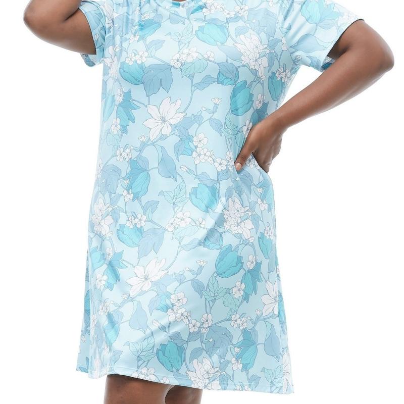 Floral Print Plus Size Retro Loungewear Dress