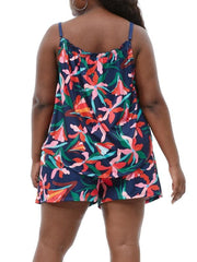 Floral Print Cami Top & Shorts Loungewear Set Plus Size