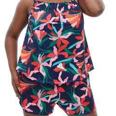 Floral Print Cami Top & Shorts Loungewear Set Plus Size