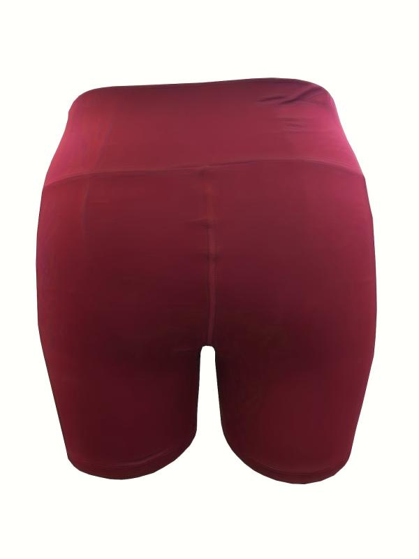 2 Pack Plus Size Fitness Shorts Set High Rise Medium Stretch
