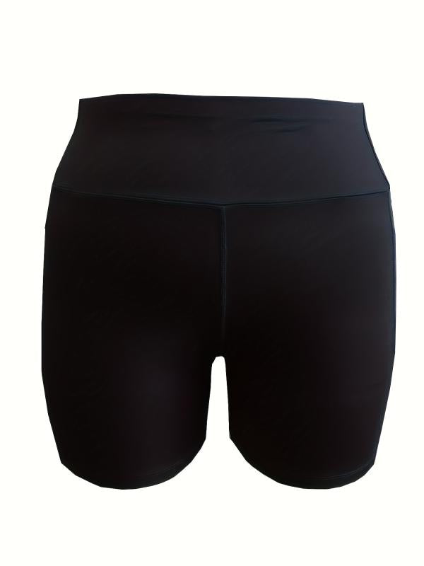 2 Pack Plus Size Fitness Shorts Set High Rise Medium Stretch