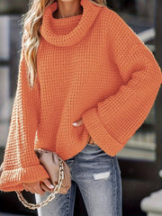 Casual Solid Long Sleeve Turtle Neck Plus Size Sweater