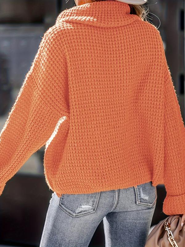 Casual Solid Long Sleeve Turtle Neck Plus Size Sweater