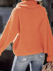 Casual Solid Long Sleeve Turtle Neck Plus Size Sweater